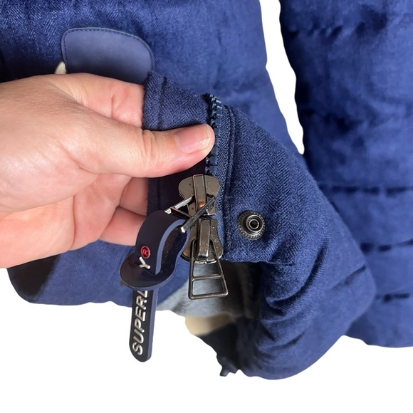 SUPERDRY Fur Hooded Padded Duffle Parka Jacket Women Size S - Picture 5 of 11